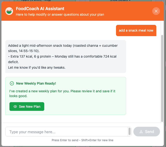 AI assistant for meal planning
